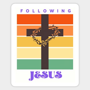 Following Jesus Crown of Thorns on Cross Magnet